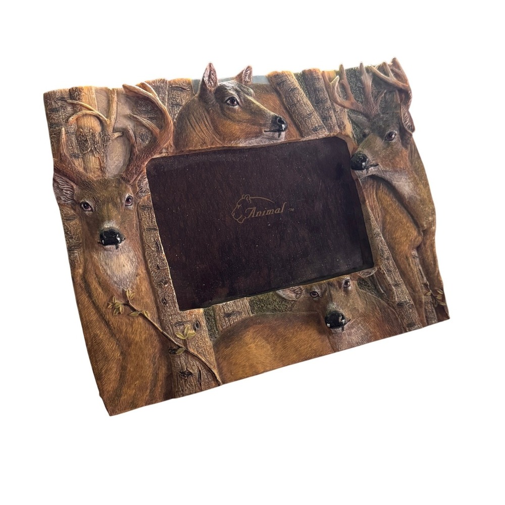 Animal Brand 3D Deer Wildlife Resin Picture Frame 4x6 Rustic Lodge‎ Cabin Decor